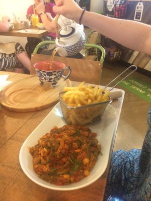 Chickpea curry with spinach  at Ultimate Vegan Cafe in Lichfield