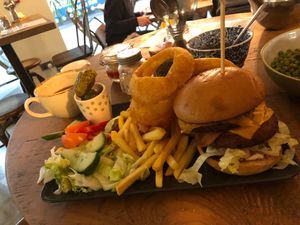 double mountain burger with cheese at Ultimate Vegan Cafe in Lichfield