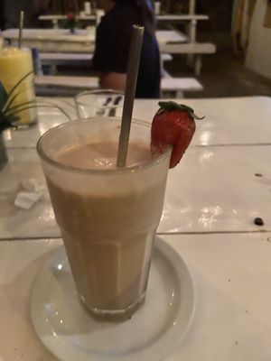 Banana, chocolate, peanut butter and coconut milkshake at Surf Box in Playa Flamingo