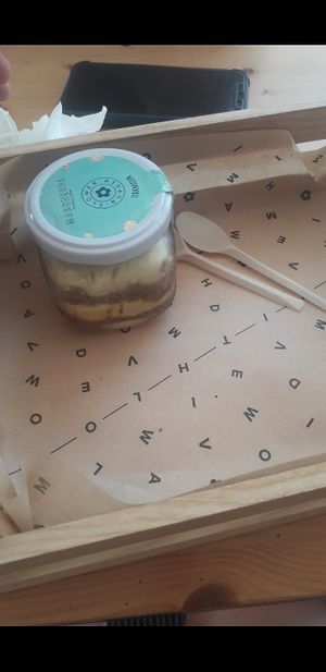 Tiramisun in a glass jar at Flower Burger in Rimini