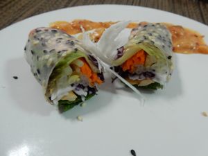 Fresh spring rolls at We Love Green in Chiang Mai