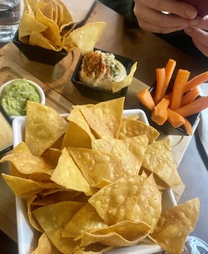 Nachos, guacamole, hummus  at Txinuk in Getxo
