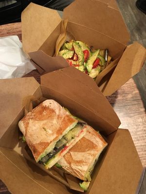 Vegan pizza and panini at The Coppola Cafe in New York City