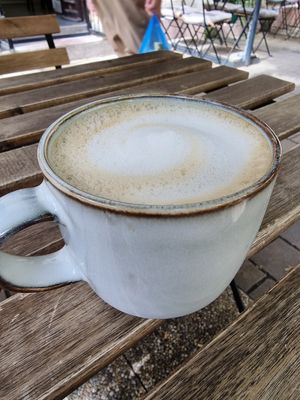 Oatmilk latte at Plantmilkyway in Budapest