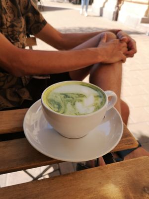 macha latte at Plantmilkyway in Budapest