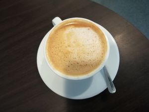 Oatmylk cappuccino at Plantmilkyway in Budapest