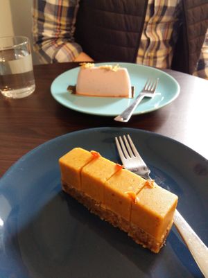 Raw carrot cake! at Plantmilkyway in Budapest