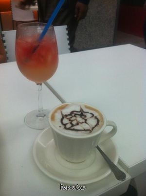 rose water and coffee at Loving Hut - Suntec City Mall in Central Singapore