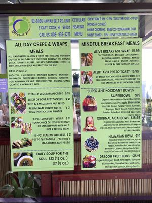 Menu   at Barefoot Zone in Captain Cook