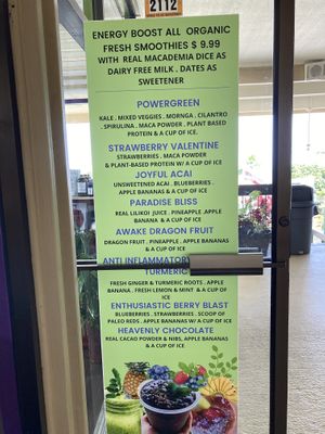 Menu  at Barefoot Zone in Captain Cook
