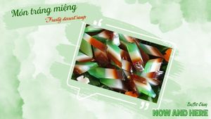 Jelly agar dessert is a light and colorful treat made from agar agar, often flavored with fruit or sweetened coconut milk. at Dieu Thao in Da Lat