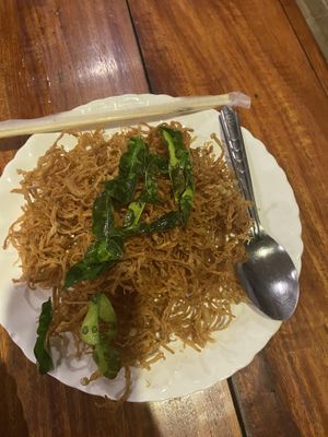 Fried mushrooms   at Kapphet Vegan in Vang Vieng