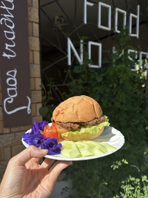 Vegan burger  at Kapphet Vegan in Vang Vieng