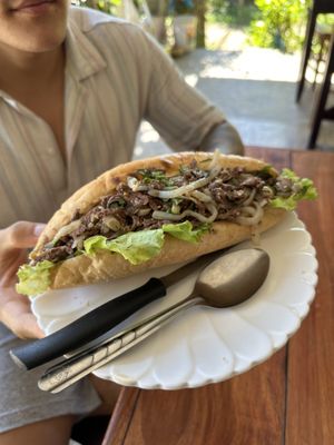 Laap sanwich  at Kapphet Vegan in Vang Vieng