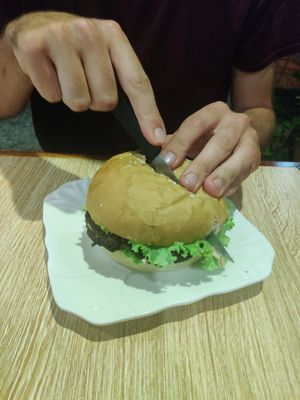 Burger at Kapphet Vegan in Vang Vieng