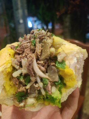 Inside of sandwich at Kapphet Vegan in Vang Vieng