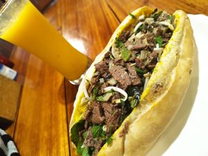 Best seller: Larp sandwich with basil at Kapphet Vegan in Vang Vieng