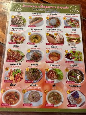 Food menu   at Kapphet Vegan in Vang Vieng
