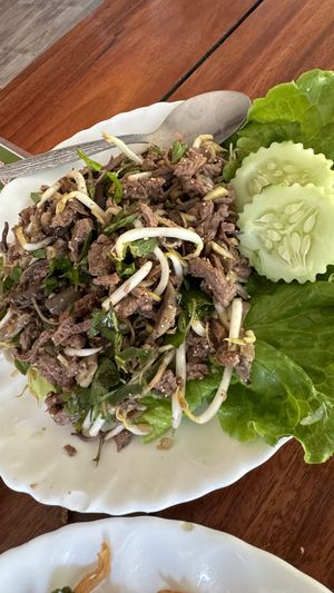 Soy protein Larbd #Veganuary at Kapphet Vegan in Vang Vieng