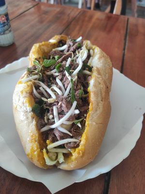 Laap sandwich 👌 at Kapphet Vegan in Vang Vieng