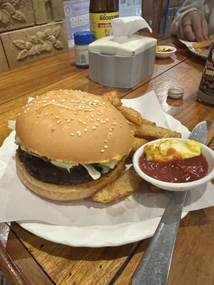 Amazing burger!  at Kapphet Vegan in Vang Vieng