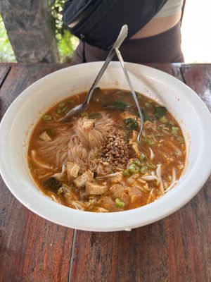 Coconut vegetable soup (similar to laksa) - the best!   at Kapphet Vegan in Vang Vieng