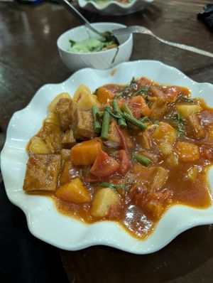 Sweet and Sour Tofu at Kapphet Vegan in Vang Vieng