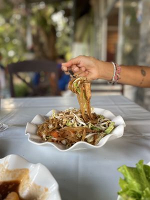 Pad Thai  at Kapphet Vegan in Vang Vieng