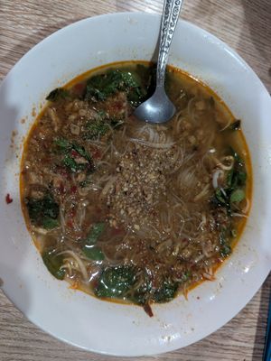 Noodle soup at Kapphet Vegan in Vang Vieng