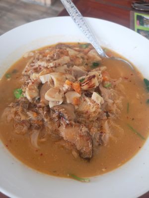 Rice noodle soup 15K kip at Kapphet Vegan in Vang Vieng