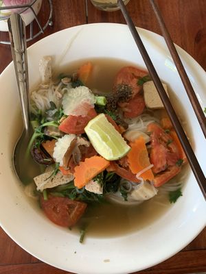 Rice noodle soup 15000 at Kapphet Vegan in Vang Vieng
