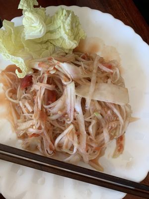 Papaya salad 15000 at Kapphet Vegan in Vang Vieng
