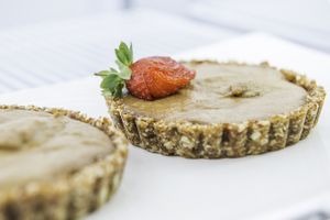 Raw vegan salted caramel tart. Also gluten free and sugar free at Bonsai Bistro in Windhoek