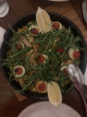 Vegan paella with Heura   at Sa Bodegueta in Mallorca