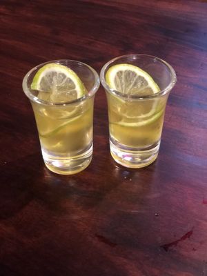 Limoncello shots on the house at 365 Degrees Pizzeria in Thao Dien
