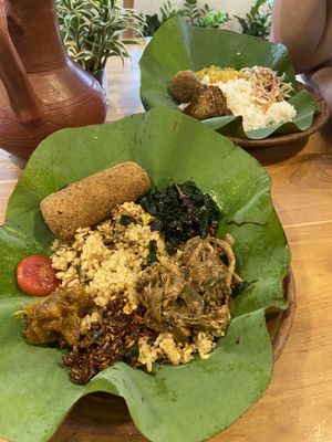Jackfruit role with tomatoe rice and mango Chartney   at Ranbath in Colombo