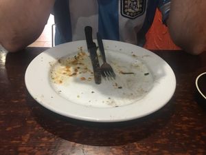 Husbands empty plate, guess he enjoyed it then! at The Lillipad Cafe in Cairns
