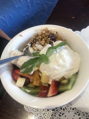 Fruit and coconut yogurt   at The Lillipad Cafe in Cairns