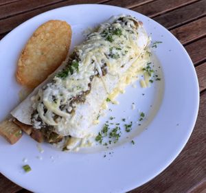 Breakfast burrito with tofu + hash brown   at The Lillipad Cafe in Cairns