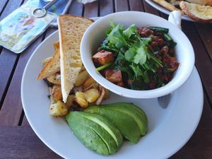 Chickpeaand tofu dish at The Lillipad Cafe in Cairns