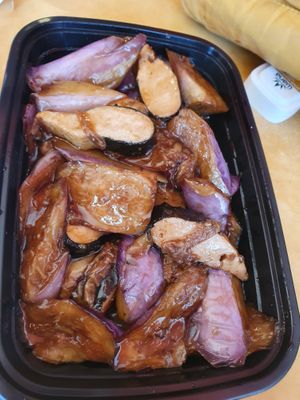 Eggplant with Vegan Sea Bass at Enjoy Vegetarian Restaurant - Sunset District in San Francisco