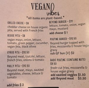 This is only the exclusively vegan menu. They have a lot of other options too. at Zito Pizzeria and Grill in Winston-salem