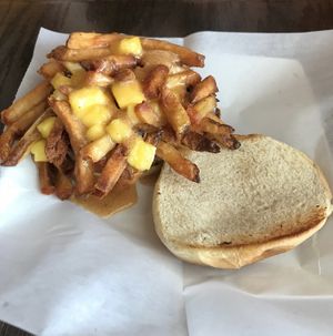 Vegan Poutine Burger at Zito Pizzeria and Grill in Winston-salem