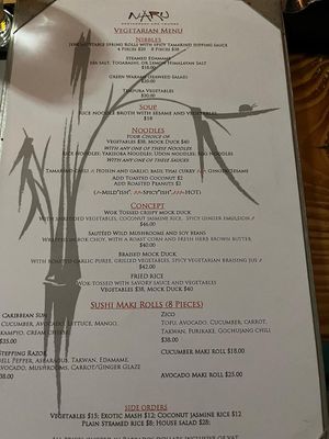 Ask for the separate veg menu at Naru in Bridgetown