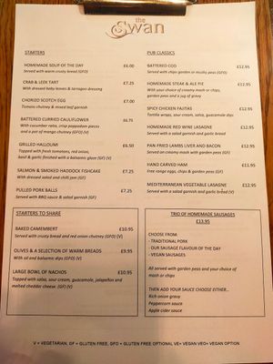 Menu (page 1) - accurate July 2021 at The Swan in Wotton-under-edge