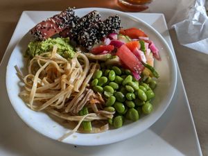 Vegan poke bowl at grow fresh local food in Macon