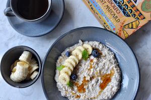Oatmeal with  bananas & blueberries at House in Cuernavaca