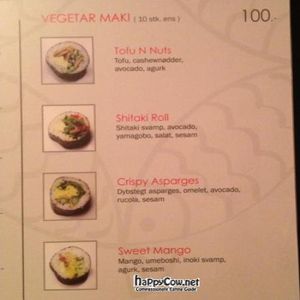 menu2 at Yuri Sushi in Copenhagen