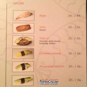 menu3 at Yuri Sushi in Copenhagen
