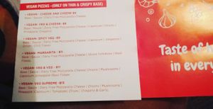 Vegan range available on the main menu.  at Ghilli Pizza in Auckland